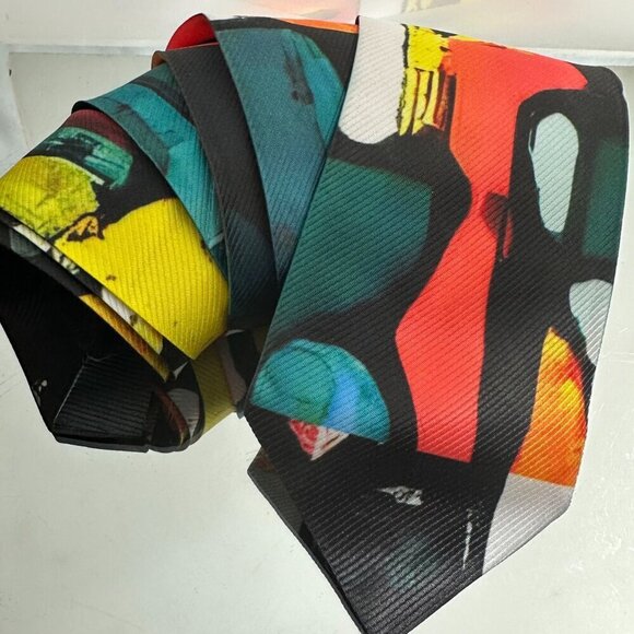 Modernist Tie Retro Designer Menswear Tie Necktie Mid Century Abstract Painting - Picture 6 of 7